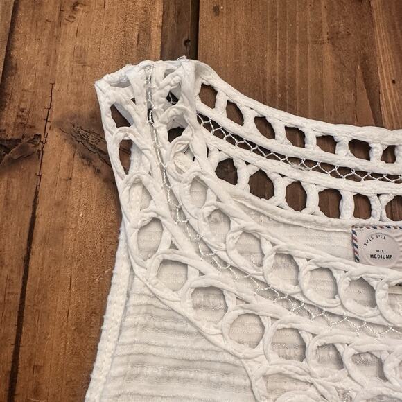 Anthropologie Postmark Crochet Tank Top Shirt Size Medium Petite Boho Coastal - Picture 2 of 15